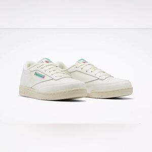Reebok Club C 85 Ivory Low Top Sneakers Lace Up Leather Rubber Sole size 9.5